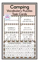 Aperçu - Feuilles d'exercices - Camping Vocabulary - Puzzle Task Cards (Anglais) - Page de couverture