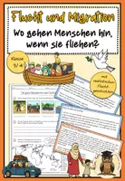 Vorschau - Arbeitsblätter - Lerntheke Flucht und Migration - Wo gehen Menschen hin, wenn sie fliehen? Klasse 3 4 - Deckblatt
