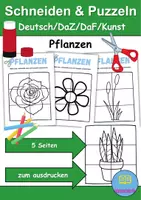 Vorschau - Mal- und Bastelvorlagen - Schneiden, Puzzeln und Anmalen Thema Pflanzen (basteln) - Deckblatt