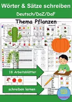 Vorschau - Lehrwerke/Schulbücher - Pflanzen Wörter und Sätze schreiben und Silben DaZ/DaF, deutsch - Deckblatt