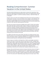 Vorschau - Unterrichtsreihen - Lesetext: Summer Vacation in the US – Englisch ab Klasse 6 - Deckblatt