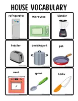 Vista previa - Hojas de trabajo - HOUSE Vocabulary/ Vocabulario de la casa en Inglés - página 1