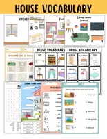 Vista previa - Hojas de trabajo - HOUSE Vocabulary/ Vocabulario de la casa en Inglés - Portada