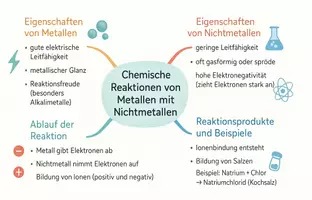 Vorschau - Arbeitsblätter - Arbeitsblatt "Chemische Reaktionen von Metallen mit Nichtmetallen" + interaktive Lösung & MP3 + Mindmap + Infografik - Seite 3
