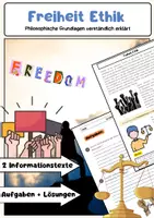 Vorschau - Arbeitsblätter - Freiheit: Ethikunterricht - Verantwortung und Philosophie - Deckblatt