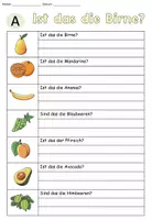 Vorschau - Arbeitsblätter - Übung "Ist das die Birne?" Obst 2fach Differenzierung DaZ / Deutsch - Seite 1