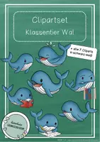 Vorschau - selbst erstellte Cliparts/Grafiken - Clipartset - Klassentier Wal / Walklasse (Privater Gebrauch) - Deckblatt