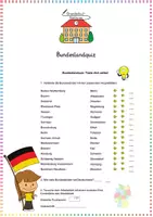 Vorschau - Arbeitsblätter - Deutschland / Bundesländer: Quiz (Selbsttest & Partnerkontrolle) - Sachunterricht - Kl. 4 - Deckblatt