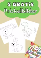 Vorschau - Mal- und Bastelvorlagen - 5 GRATIS Prickelbilder für Kinder - Deckblatt