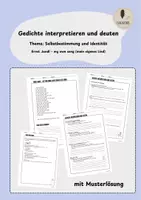 Vorschau - Arbeitsblätter - Gedichte interpretieren und deuten Selbstbestimmung und Identität (inkl. Musterlösung) - Deckblatt