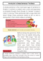 Vorschau - Arbeitsblätter - Simple Sentences The Basics - Seite 1