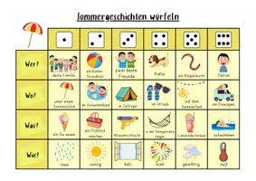 Vorschau - Arbeitsblätter - Sommergeschichte würfeln Reizwortgeschichte - Seite 1