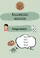 Vorschau - Arbeitsblätter - Dinogeschichte würfeln Reizwortgeschichte - Deckblatt