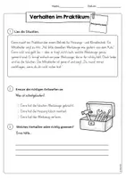 Vorschau - Arbeitsblätter - Lesetexte | Verhalten im Praktikum - Seite 1