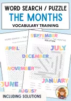 Aperçu - Fiches - THE MONTHS / Word Search / English Puzzle / EFL ESL - Page de couverture