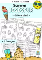 Vorschau - Arbeitsblätter - Lesen lernen Deutsch Klasse 1, 2, DaZ, Differenzierte Sommer-Lesespur - Deckblatt