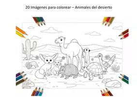 Vista previa - Manualidades / Dibujos para colorear - 20 Imágenes para colorear – Animales del desierto - Portada