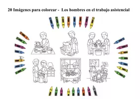 Vista previa - Manualidades / Dibujos para colorear - 20 Imágenes para colorear - Los hombres en el trabajo asistencial - Portada