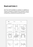 Aperçu - Cartes d'exercices - Insects / Insectes: Read and Color 2 (Fiche d'exercices d'anglais) - Page 1