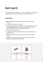 Aperçu - Jeux - Insects / Insectes: Don’t say it! (Jeu pour le cours d'anglais) - Page 1
