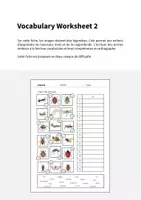 Aperçu - Fiches - Insects / Insectes: Vocabulary Worksheet 2 (Fiche d'exercices d'anglais) - Page 1