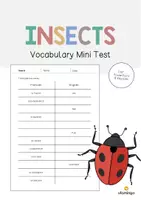 Aperçu - Tests - Insects / Insectes: Vocabulary Mini Test (Test pour le cours d'anglais) - Page de couverture