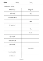 Aperçu - Tests - Insects / Insectes: Vocabulary Mini Test (Test pour le cours d'anglais) - Page 2
