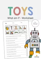 Aperçu - Cartes d'exercices - Toys / Jouets: What am I? - Worksheet (Fiche d'exercices d'anglais) - Page de couverture