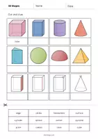 Aperçu - Matériel pour travaux manuels / dessin - 3D Shapes / Formes 3D: Cut and Glue (Fiche d'exercices d'anglais) - Page 2