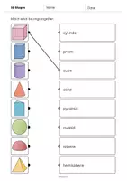 Aperçu - Cartes d'exercices - 3D Shapes / Formes 3D: Draw the lines 2 (Fiche d'exercices d'anglais) - Page 2