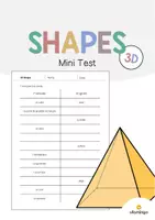 Aperçu - Tests - 3D Shapes / Formes 3D: Vocabulary Mini Test (Test pour le cours d'anglais) - Page de couverture