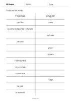 Aperçu - Tests - 3D Shapes / Formes 3D: Vocabulary Mini Test (Test pour le cours d'anglais) - Page 2