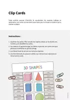 Aperçu - Cartes / Images - 3D Shapes / Formes 3D: Clip Cards (Cartes à pince pour le cours d'anglais) - Page 1