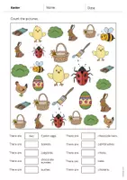 Aperçu - Cartes d'exercices - Easter / Pâques: How many? – Worksheet (Fiche d'exercices d'anglais) - Page 3