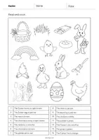 Aperçu - Cartes d'exercices - Easter / Pâques: Read and Color 1 (Fiche d'exercices d'anglais) - Page 2