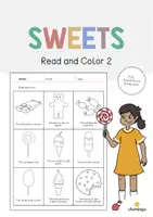 Aperçu - Cartes d'exercices - Sweets / Friandises: Read and Color 2 (Fiche d'exercices d'anglais) - Page de couverture