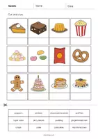 Aperçu - Matériel pour travaux manuels / dessin - Sweets / Friandises: Cut and Glue (Fiche d'exercices d'anglais) - Page 3