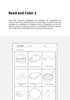 Aperçu - Cartes d'exercices - Lunch & Dinner / Déjeuner et dîner: Read and Color 2 (Fiche d'exercices d'anglais) - Page 1