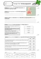 Vorschau - Test - Biologie Test Klasse 6/7 Verdauungssystem - Deckblatt
