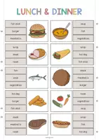 Aperçu - Cartes / Images - Lunch & Dinner / Déjeuner et dîner: Clip Cards (Cartes à pince pour le cours d'anglais) - Page 2