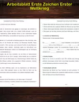 Vorschau - Arbeitsblätter - Arbeitsblatt - Erste Zeichen Erster Weltkrieg - Geschichte 8. Klasse - Deckblatt
