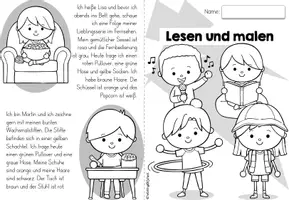 Vorschau - Arbeitsblätter - Lesemalheft Freizeitaktivitäten (2-4.Klasse) - Seite 1