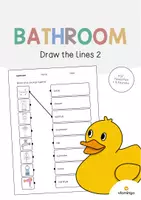Aperçu - Cartes d'exercices - Bathroom / Salle de bain: Draw the lines 2 (Fiche d'exercices d'anglais) - Page de couverture