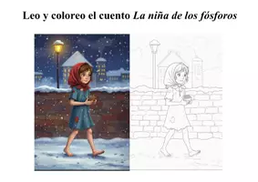 Vista previa - Manualidades / Dibujos para colorear - Leo y coloreo el cuento La niña de los fósforos - Portada