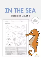 Aperçu - Cartes d'exercices - In the Sea / Dans la mer: Read and Color 1 (Fiche d'exercices d'anglais) - Page de couverture