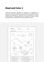 Aperçu - Cartes d'exercices - In the Sea / Dans la mer: Read and Color 1 (Fiche d'exercices d'anglais) - Page 1