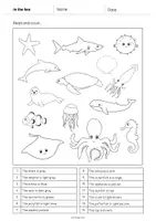 Aperçu - Cartes d'exercices - In the Sea / Dans la mer: Read and Color 1 (Fiche d'exercices d'anglais) - Page 2