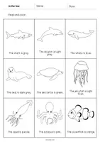 Aperçu - Cartes d'exercices - In the Sea / Dans la mer: Read and Color 2 (Fiche d'exercices d'anglais) - Page 2