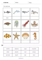 Aperçu - Matériel pour travaux manuels / dessin - In the Sea / Dans la mer: Cut and Glue (Fiche d'exercices d'anglais) - Page 2