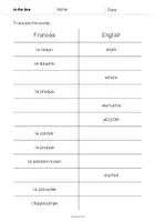 Aperçu - Tests - In the Sea / Dans la mer: Vocabulary Mini Test (Test pour le cours d'anglais) - Page 2